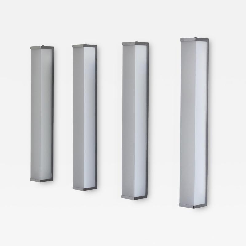 Jean Perzel 2 pairs of Fine French 1960s Glass and Nickel Chrome Sconces by Perzel