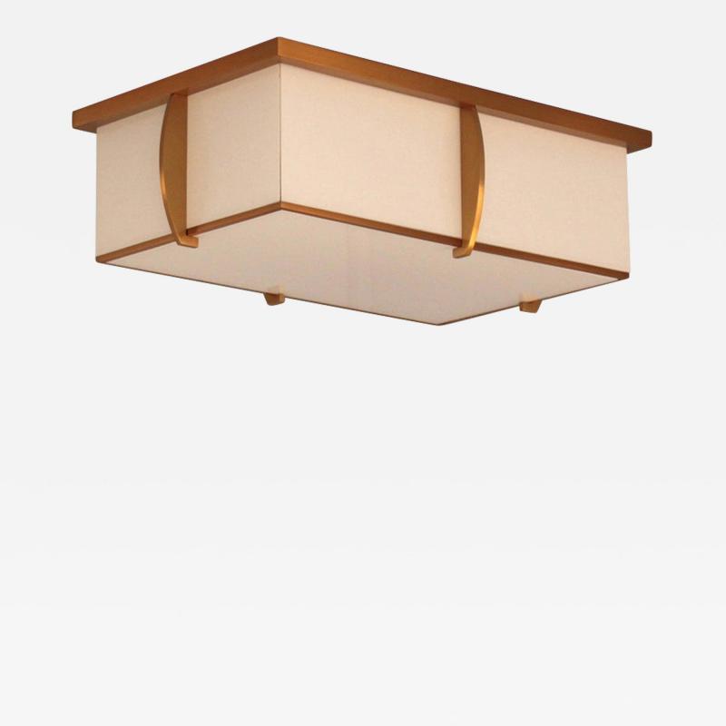 Jean Perzel A Fine French Rectangular Glass and Bronze Ceiling Light by Jean Perzel