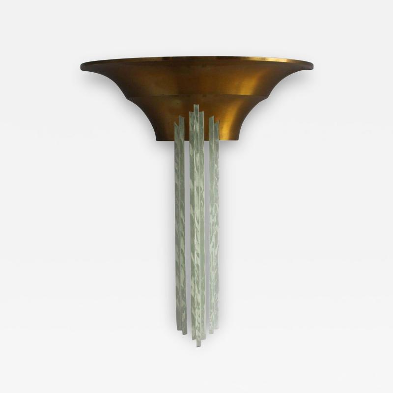 Jean Perzel A Large Fine French Art Deco Bronze Sconce with Cascading Glass Slabs by Perzel