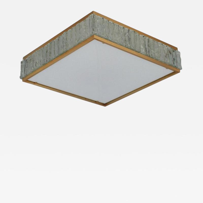 Jean Perzel FINE SQUARE BRASS AND GLASS QUEEN S NECKLACE CEILING LIGHT BY JEAN PERZEL