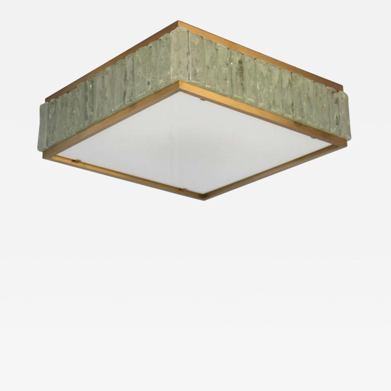 Jean Perzel Fine 1950 s Brass and Glass Square Queen Necklace Ceiling Light by Perzel