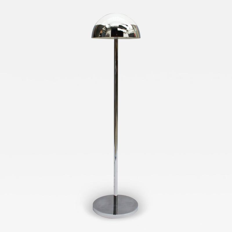 Jean Perzel Fine French 1950s Chrome and Glass Floor Reading Lamp by Jean Perzel