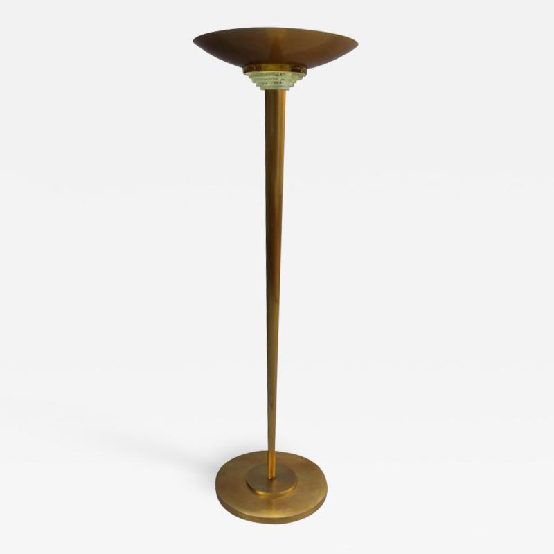 Jean Perzel Fine French Art Deco Bronze and Glass Floor Lamp by Jean Perzel