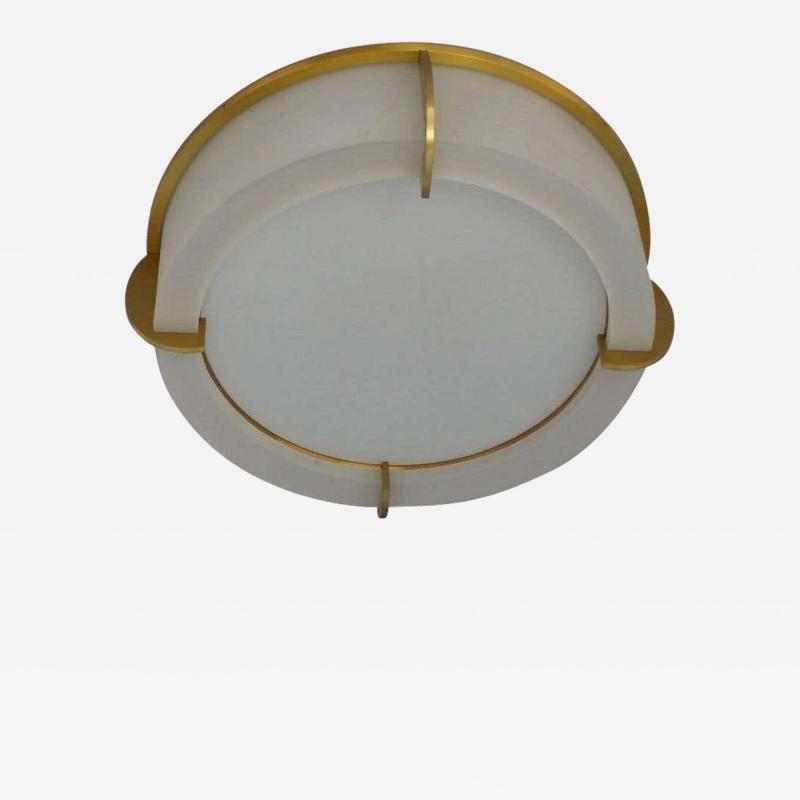 Jean Perzel Fine French Art Deco Glass and Bronze Ceiling Light by Jean Perzel