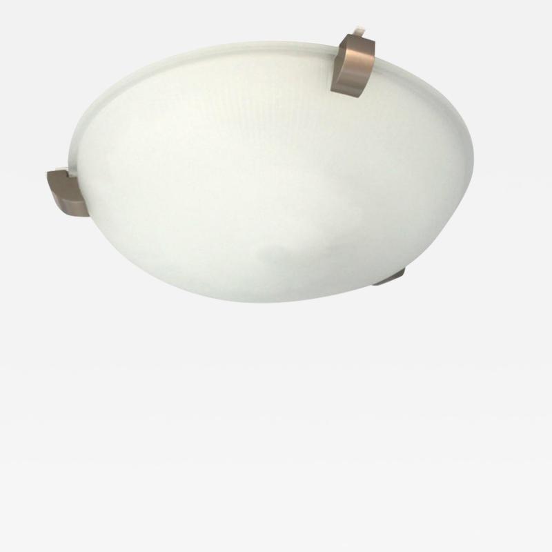 Jean Perzel Fine French Art Deco Glass and Nickel Flush Mount Sconce by Jean Perzel