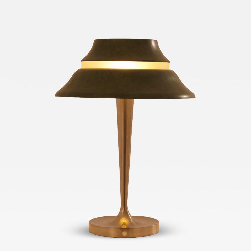 Jean Perzel Jean Perzel table lamp nickel and patinated metal 1940s