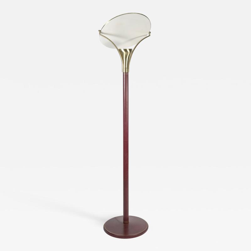 Jean Perzel Rare Floor lamp covered with Leather By Jean Perzel