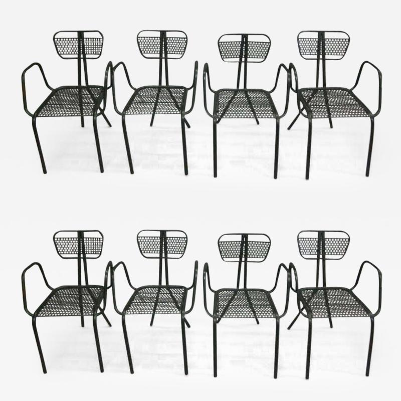 Jean Prouv Eight French Mid Century Modern Steel Dining Chairs in the Manner of Jean Prouve