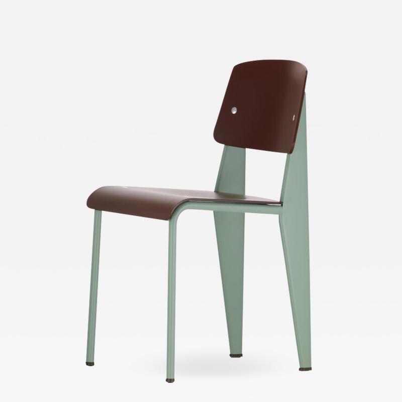 Jean Prouv Jean Prouv Standard Chair SP in Teak Brown and Mint for Vitra