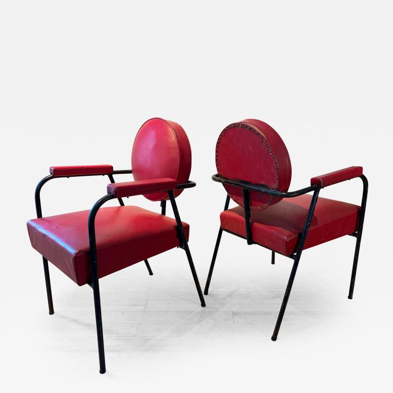 Jean Prouv Jean prouve in the style awesome genuine pair of fifties iron and vynil chairs