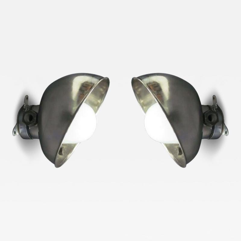 Jean Prouv Pair French Mid Century Marine Industrial Flush Mounts or Sconces Jean Prouve