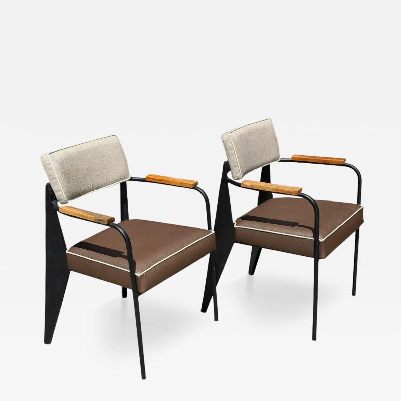 Jean Prouv Pair of Vintage Art Deco Jean Prouv Direction Armchairs W Shagreen Seats