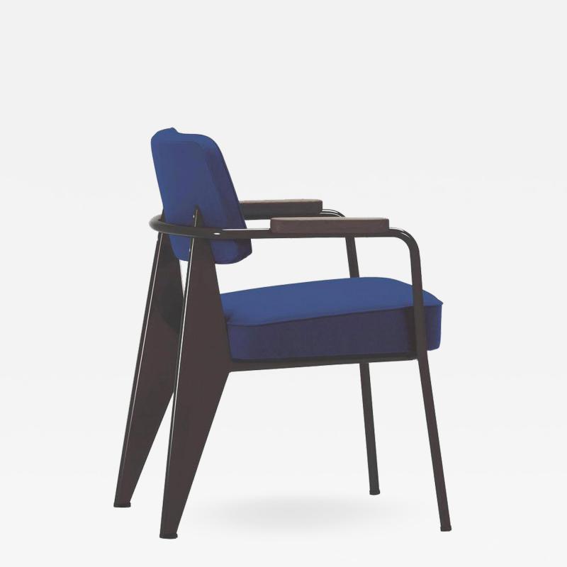 Jean Prouv Vitra Fauteuil Direction in Ink Blue and Chocolate by Jean Prouv 