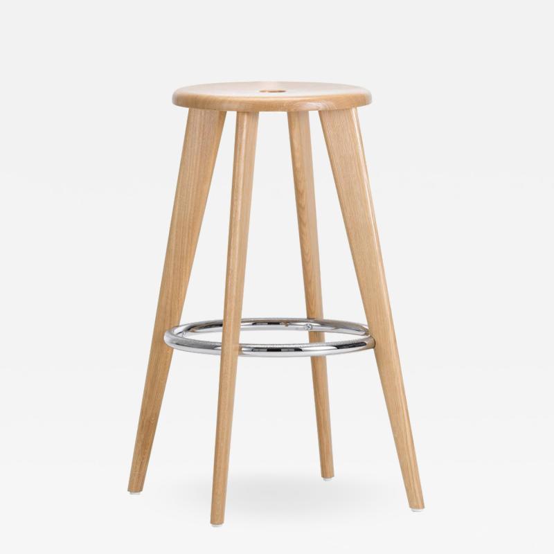 Jean Prouv Vitra Tabouret Haut Bar Stool in Natural Oak by Jean Prouv 