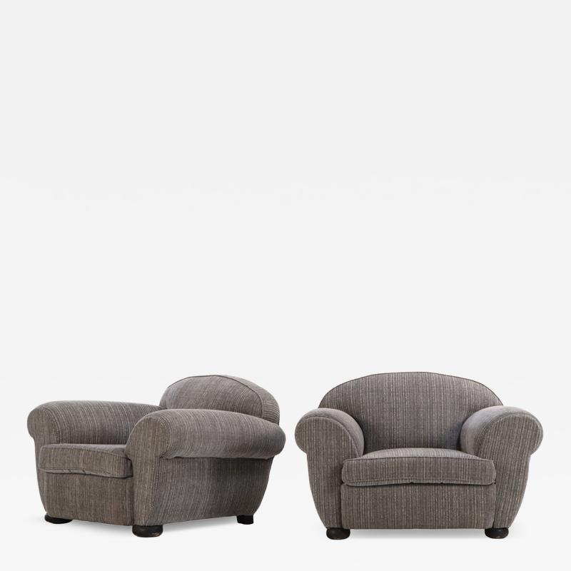 Jean Roy re A Large Pair of Art Deco Upholstered Club Chairs C 1935 