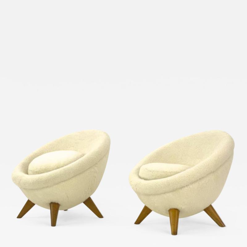 Jean Roy re Jean Royere rarest genuine documented pair of Petit Oeuf chairs