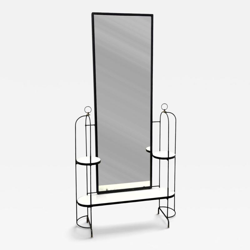 Jean Roy re MID CENTURY MODERNIST JEAN ROYERE STYLE BLACK IRON WHITE LAMINATE VANITY