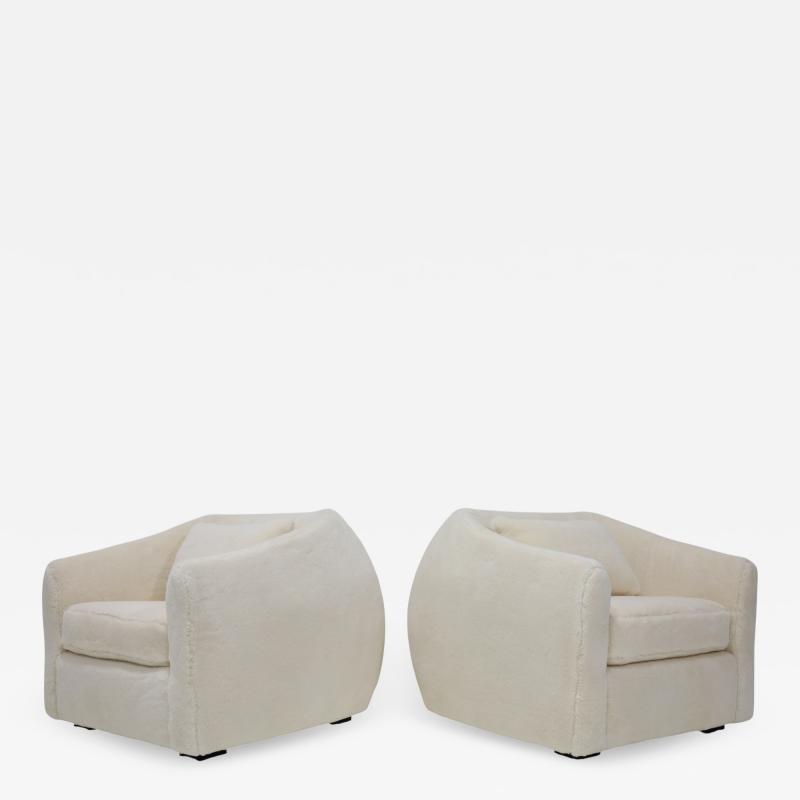 Jean Roy re Pair of Jean Royere Style Polar Lounge Chairs in Holly Hunt Great Plains