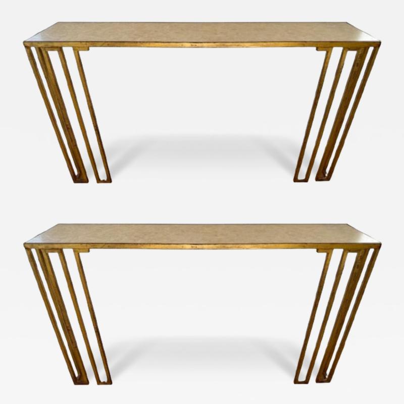 Jean Roy re Rare Pair of Creneaux Console Tables