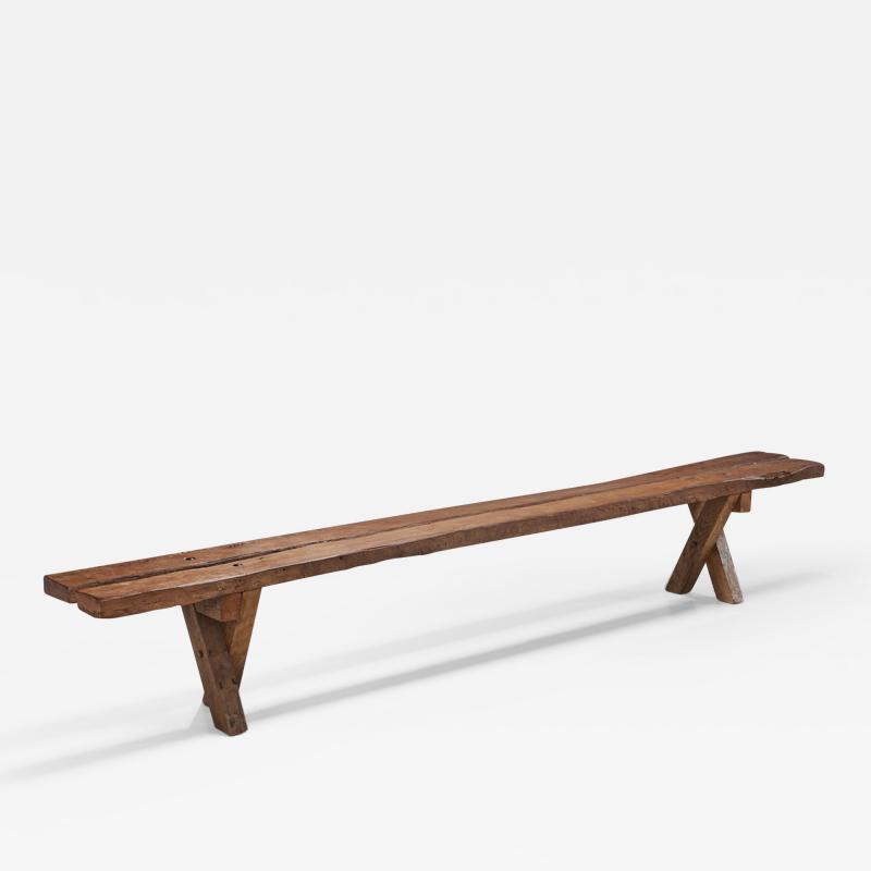 Jean Touret French Oak Bench by Jean and S bastien Touret France 1970s