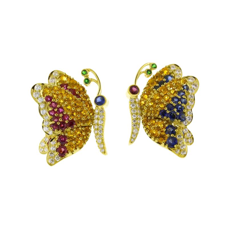 Jean Vitau Jean Vitau Sapphire and Diamond Butterfly Clip Earrings