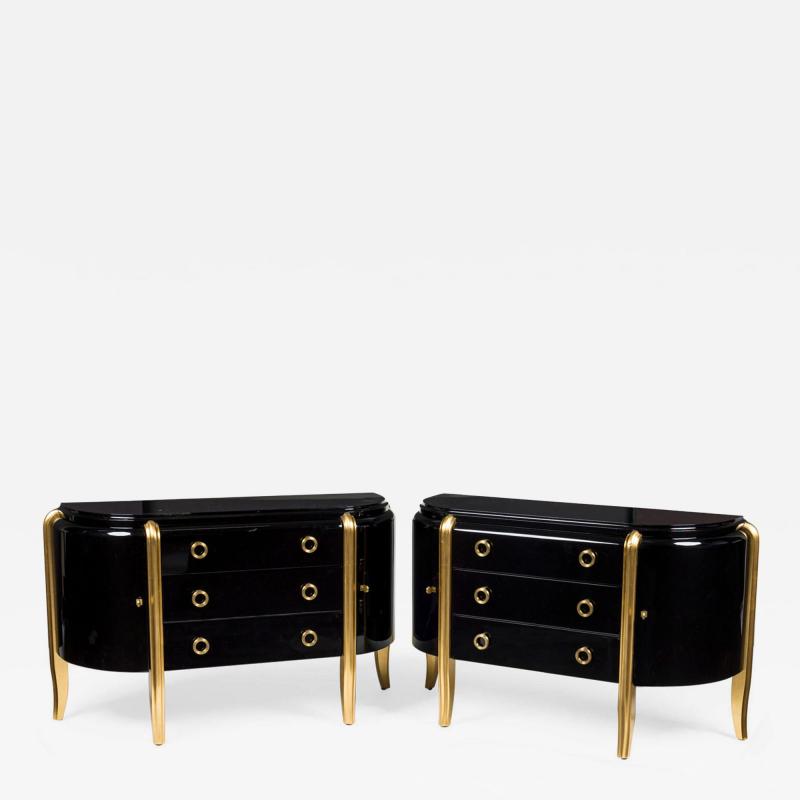 Jean de Merry Pair of Jean de Merry American Mid Century Ebony Lacquer Commode