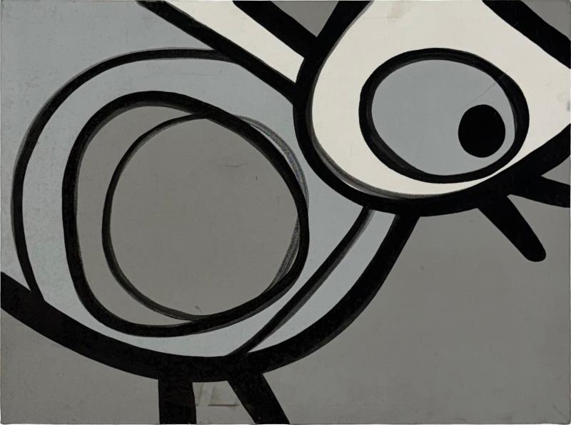 Jeff Kapfer Starling Monochromatic Bird Painting Signed 2007 24 x 24 Inches
