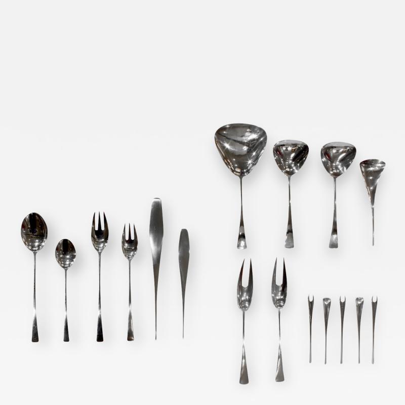 Jens H Quistgaard Jens Quistgaard Exceptional Tjorn Solid Sterling Silver Flatware Servie 1960s