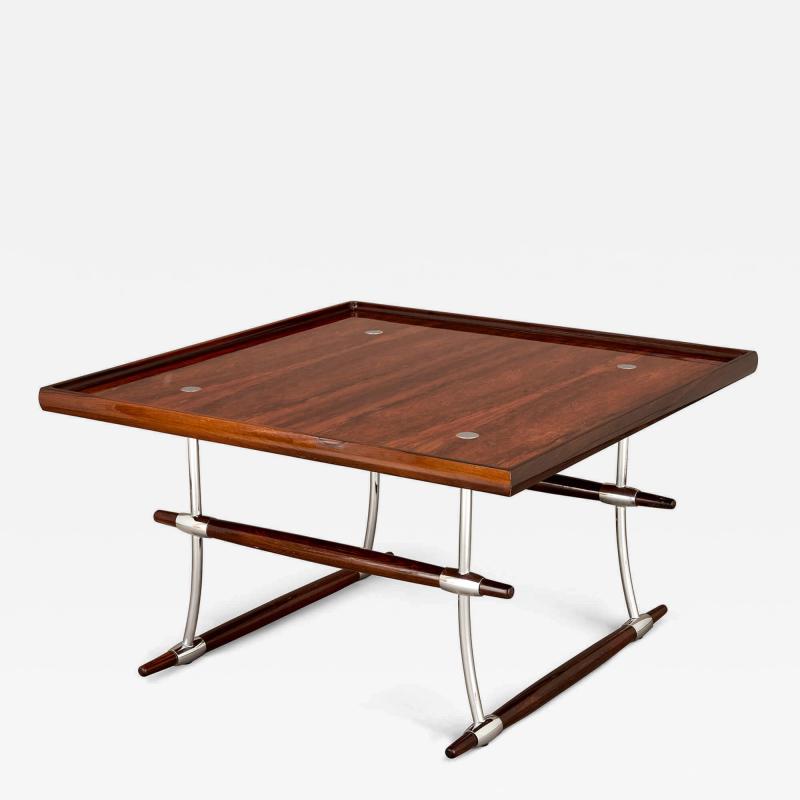 Jens Quistgaard Mid Century Danish Hardwood and Steel Coffee Table by Jens Quistgaard