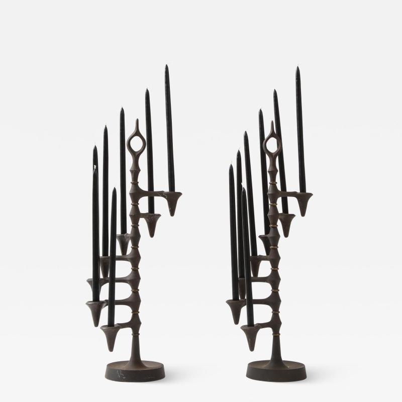 Jens Quistgaard Pair of 1960 S Iron Candelabra by Jens Quistagaard for Dansk