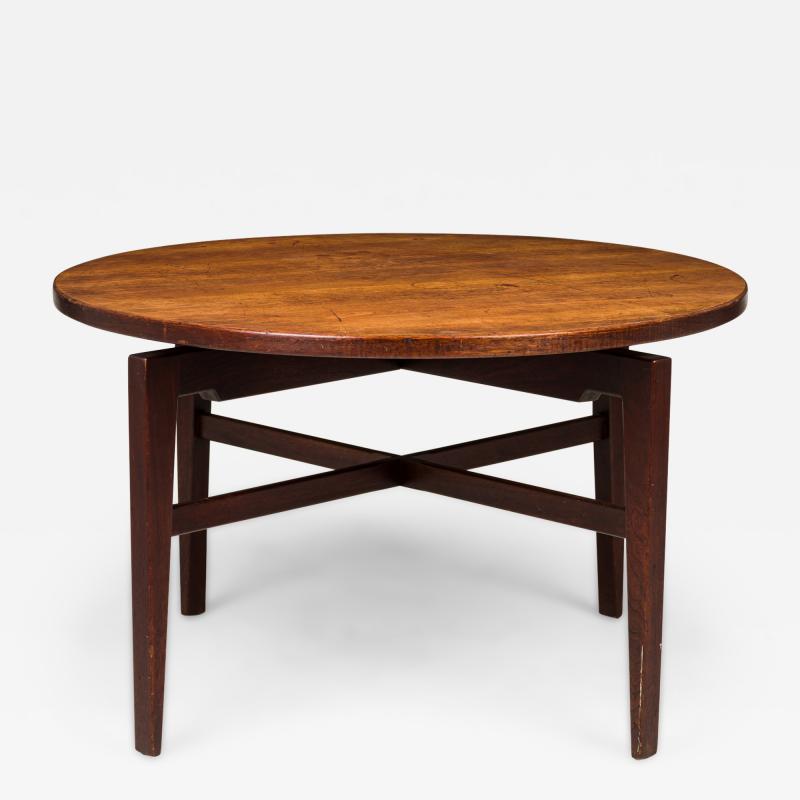 Jens Risom Danish Mid Century Circular Walnut Revolving Lazy Susan Dining Table