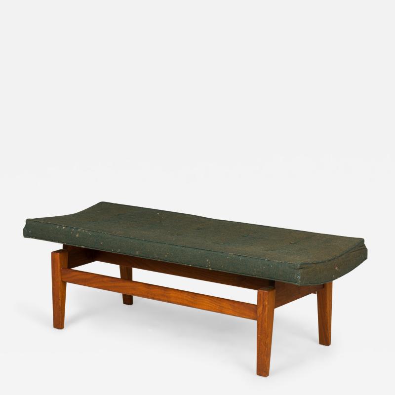 Jens Risom Jens Risom Danish Army Green Fabric Upholstery and Wood Floating Bench