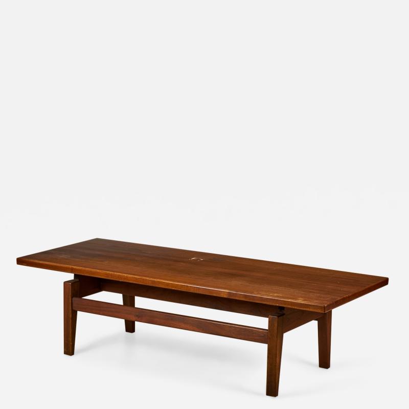 Jens Risom Jens Risom Danish Mid Century Floating Top Walnut Coffee Table Benches