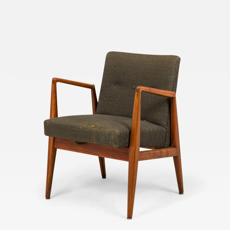 Jens Risom Jens Risom Danish Mid Century Gray Fabric Upholstered Teak Playboy Armchair