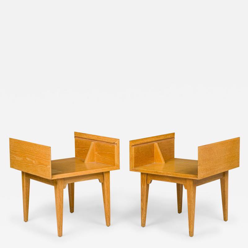 Jens Risom Jens Risom Danish Mid Century Maple Glass Top End Side Tables