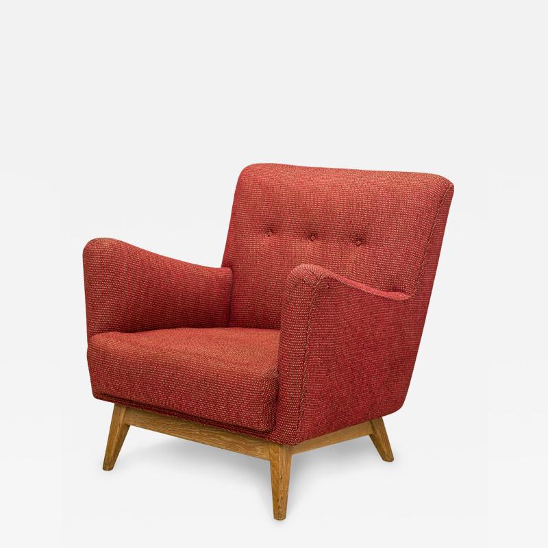 Jens Risom Jens Risom DanishRed Woven FabricLounge Armchair