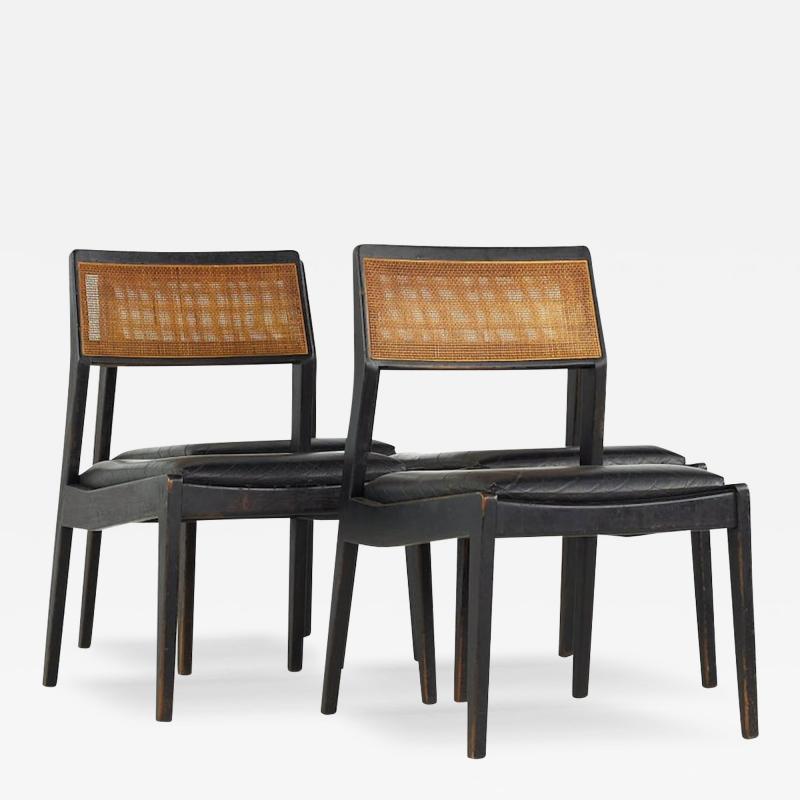 Jens Risom Jens Risom Ebonized Walnut and Cane Playboy Dining Chairs Set of 4