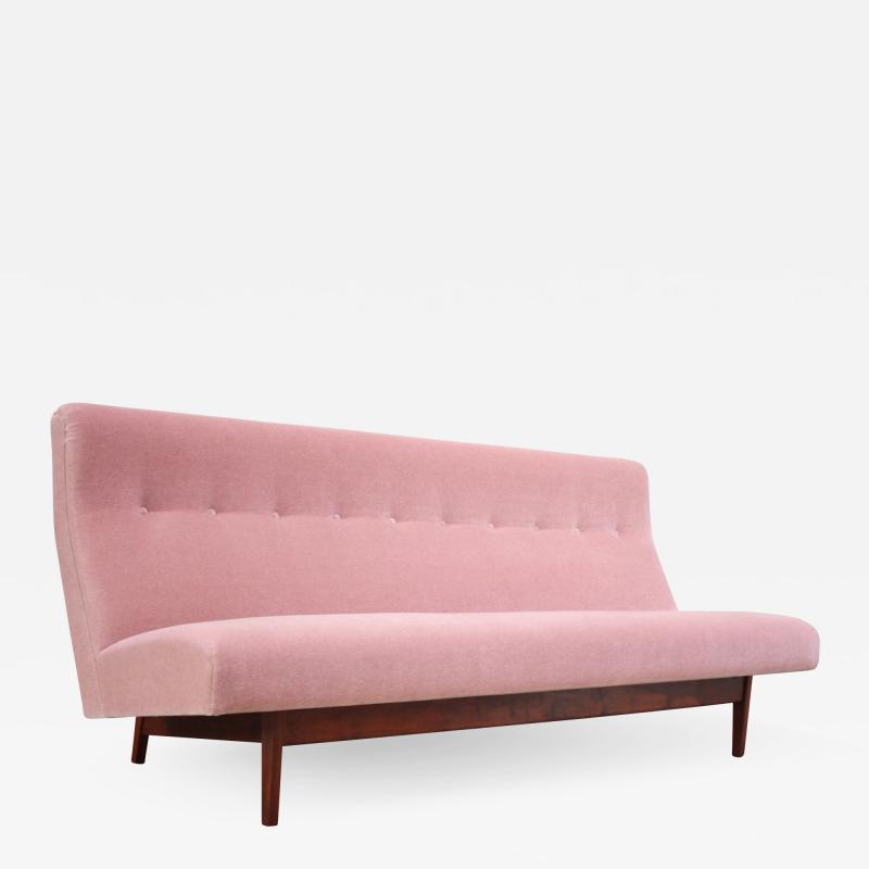 Jens Risom Jens Risom Floating Three Seater Armless Sofa in Walnut and Mohair