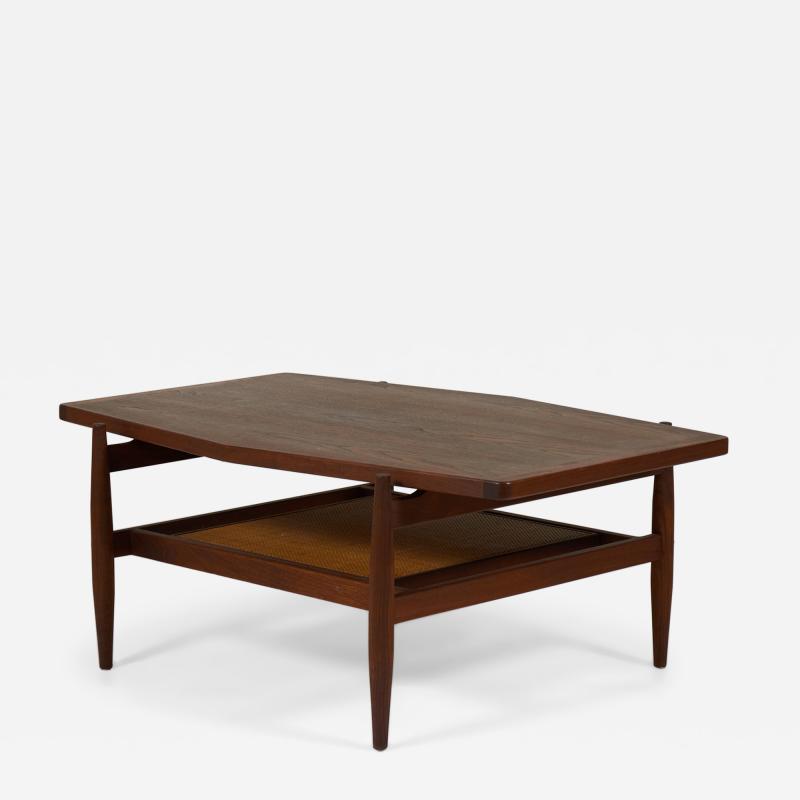 Jens Risom Jens Risom Mid Century Diamond Top Walnut and Caning Coffee Table