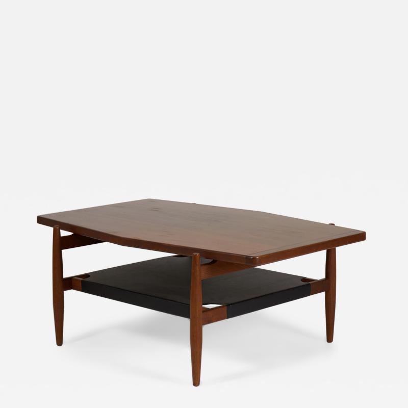 Jens Risom Jens Risom Mid Century Diamond Top Walnut and Caning Coffee Table