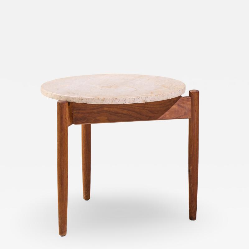 Jens Risom Jens Risom Mid Century Travertine Top Side End Table