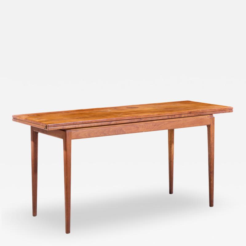 Jens Risom Jens Risom Mid Century Walnut Flip Top Console Dining Table