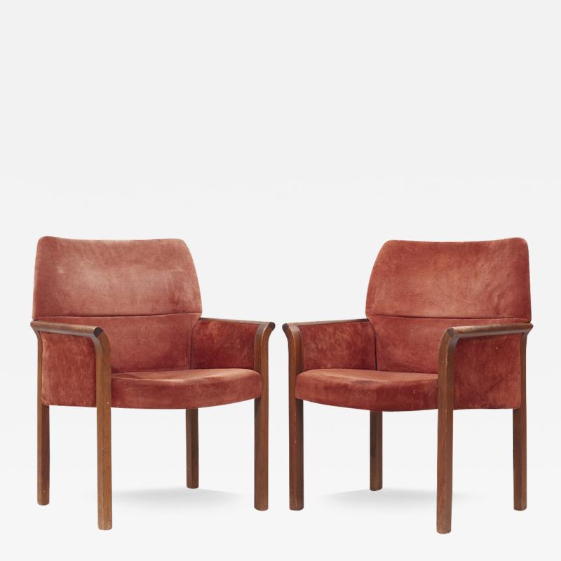 Jens Risom Jens Risom Mid Century Walnut Lounge Chairs Pair