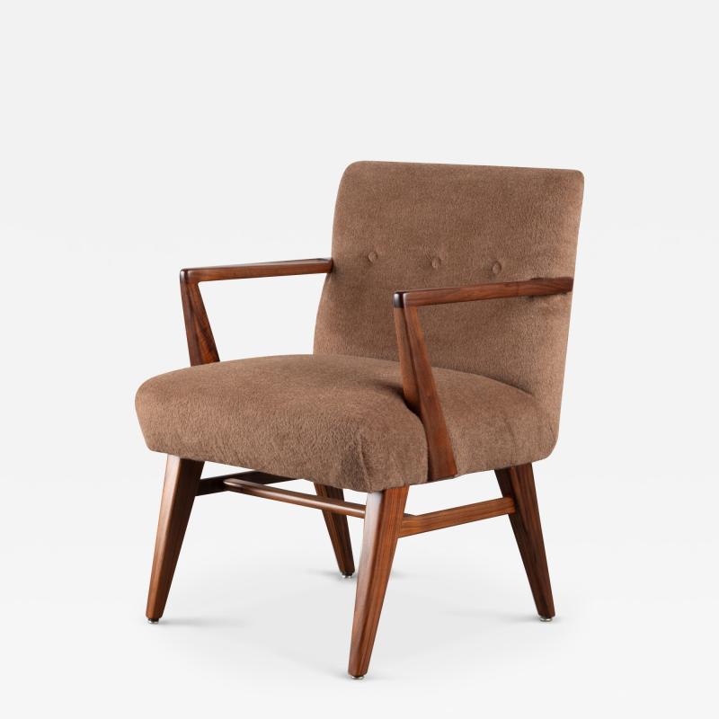 Jens Risom Jens Risom Model 108 Accent Chair in Cinnamon Brown Alpaca With Walnut Frame