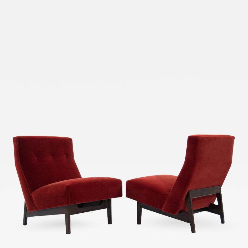 Jens Risom Jens Risom Slipper Chairs in Rust Red Mohair