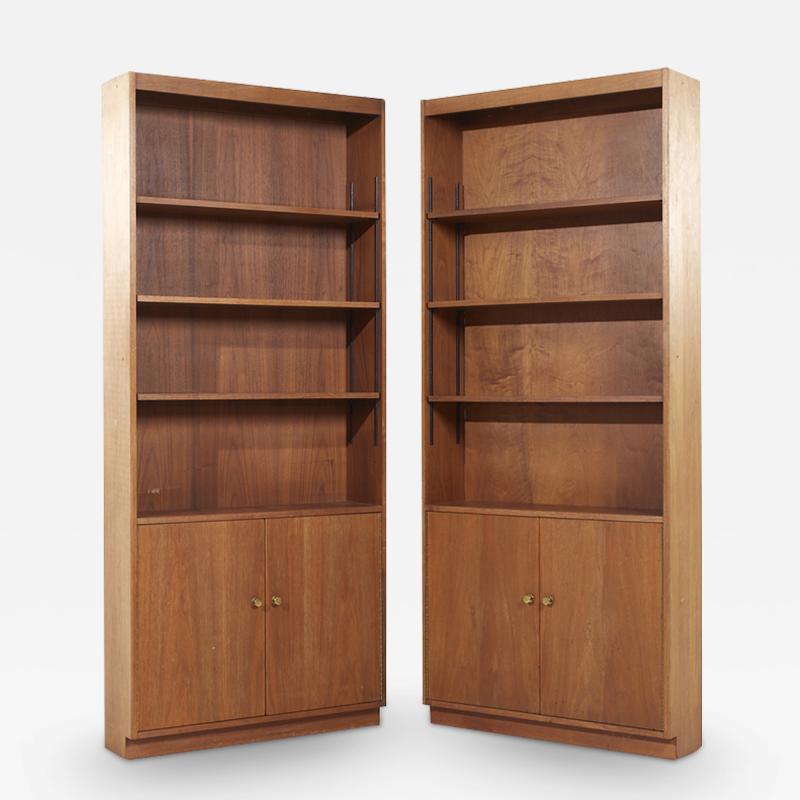 Jens Risom Jens Risom Style Mid Century Walnut Bookcases Pair