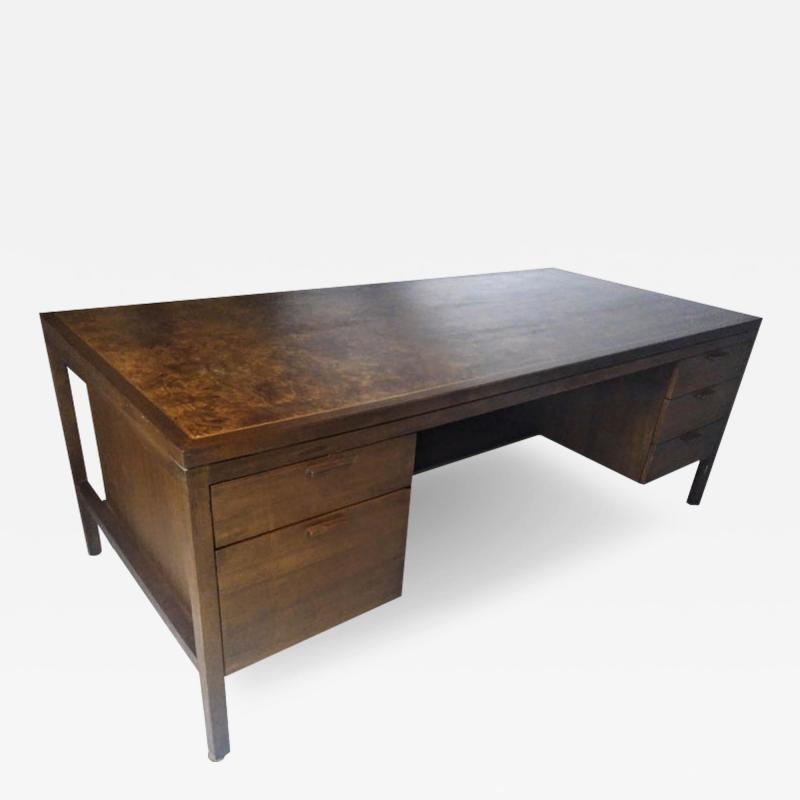 Jens Risom Jens Risom Style Walnut Carpathian Elm Burl Desk
