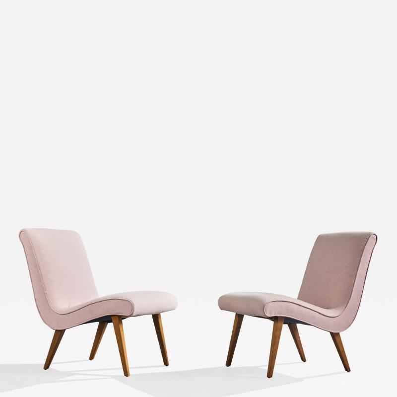 Jens Risom Lounge Chairs with Beech and Fabric Germany 1950s