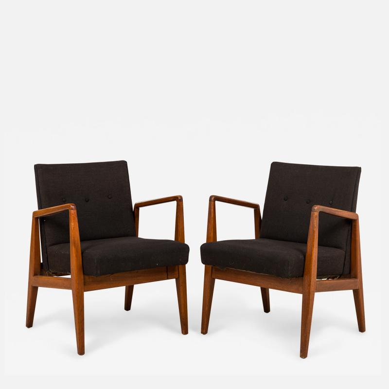 Jens Risom Set of 8 Jens Risom Danish Black Fabric Upholstered Teak Playboy Armchairs