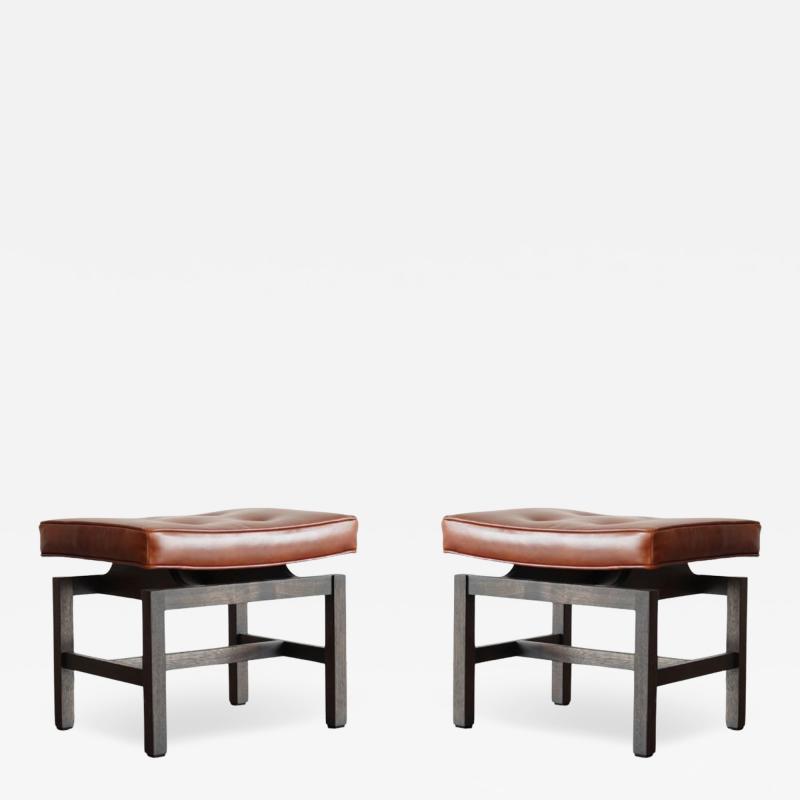 Jens Risom Set of Stools by Jens Risom in Cognac Leather C 1950s